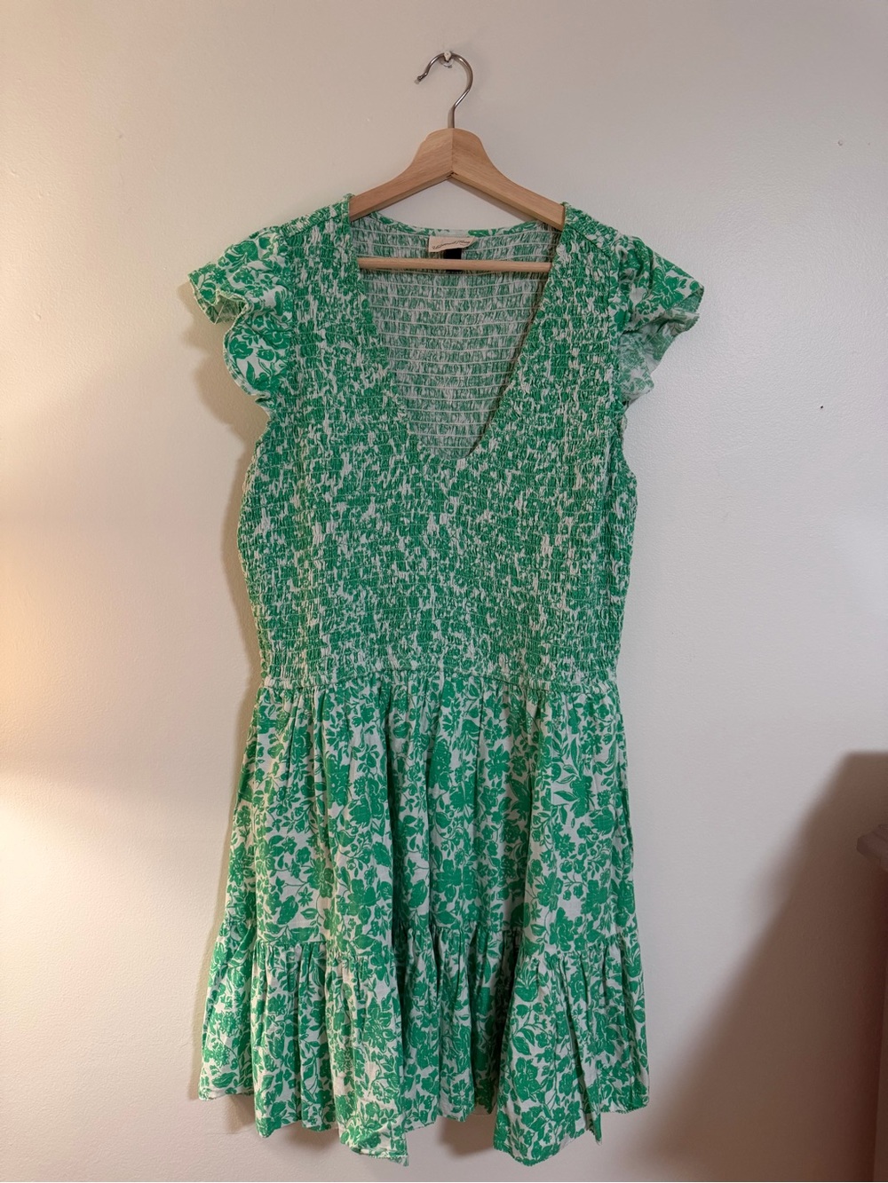 Universal Thread Green Floral Smocked Tiered Midi Dress Size L